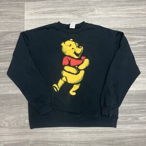 Vintage Disney Winnie The Pooh Crewneck Sweatshirt Adult Xs Black Shadow‎ RARE